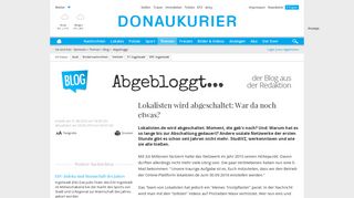 
                            5. Lokalisten wird abgeschaltet: War da noch etwas? - Donaukurier