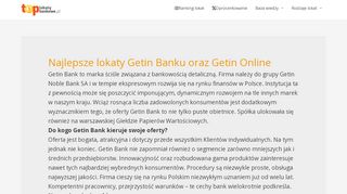 
                            10. Lokaty Getin Banku oraz Getin Online - analizy i opinie