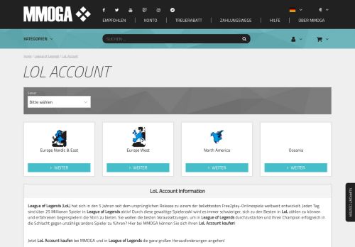 
                            12. LoL Account kaufen, League of Legends Accounts - MMOGA