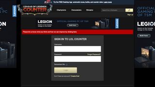 
                            2. LoL Counter - Login