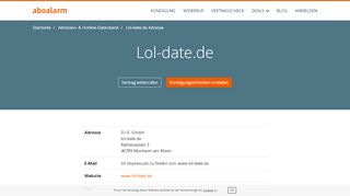 
                            1. Lol-date.de Kündigungsadresse und Kontaktdaten - Aboalarm