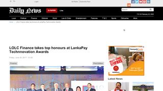 
                            13. LOLC Finance takes top honours at LankaPay Technnovation Awards ...