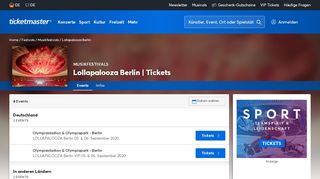
                            1. Lollapalooza Berlin Tickets | 2019-20 Tour & Event-Informationen