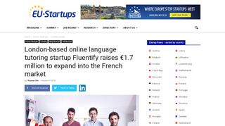 
                            12. London-based online language tutoring startup Fluentify raises €1.7 ...