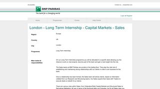
                            6. London - Long Term Internship - Capital Markets - Sales - BNP Paribas