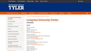 
                            10. Longview University Center Contact Information | UT Tyler, Faculty, Staff