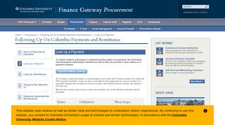 
                            8. Look Up a Payment | Columbia University Finance Gateway