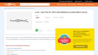 
                            11. Loot - Get Free Rs.100 in BookMyShow wallet [New Users] at ...
