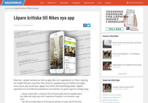 
                            11. Löpare kritiska till Nikes nya app | Marathon.se