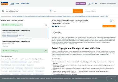 
                            9. L'oréal Suisse S.A. Jobs - 11 offene Stellen auf JobScout24