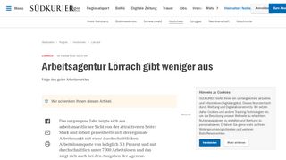 
                            12. Lörrach: Arbeitsagentur Lörrach gibt weniger aus | SÜDKURIER Online