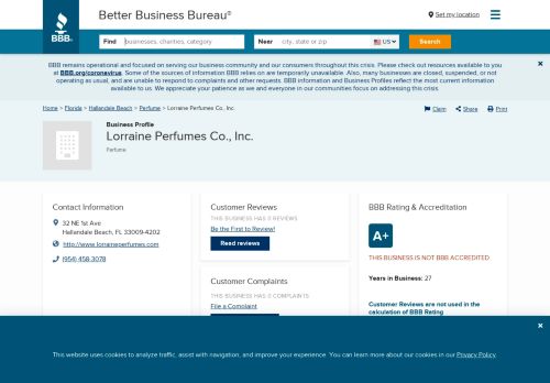 
                            12. Lorraine Perfumes Co., Inc. | Better Business Bureau® Profile