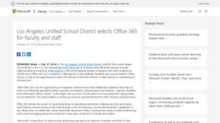 
                            7. Los Angeles Unified School District selects Office 365 for faculty and staff