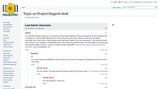 
                            6. Lost Admin Username on Project:Support desk - MediaWiki