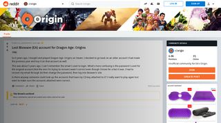 
                            11. Lost Bioware (EA) account for Dragon Age: Origins : origin - Reddit