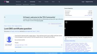 
                            12. Lost DBS certificate question | TES Community