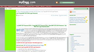 
                            7. Lost / Forgot MHT CET 2016 Login Password - myEngg.com