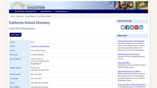 
                            11. Lost Hills Elementary - School Directory Details (CA Dept of Education)