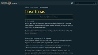 
                            12. Lost Items - RuneScape Support