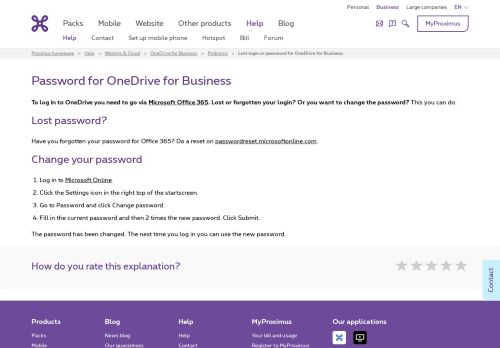 
                            12. Lost login or password for OneDrive for Business | Proximus