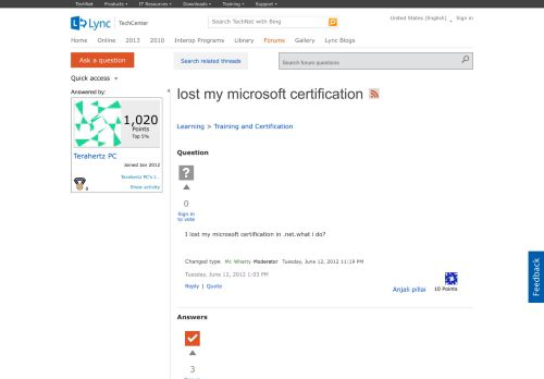 
                            3. lost my microsoft certification