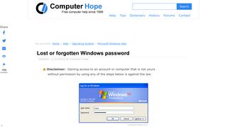 
                            12. Lost or forgotten Windows password - Computer Hope