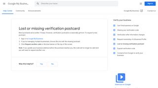 
                            7. Lost or missing verification postcard - Google My Business Help