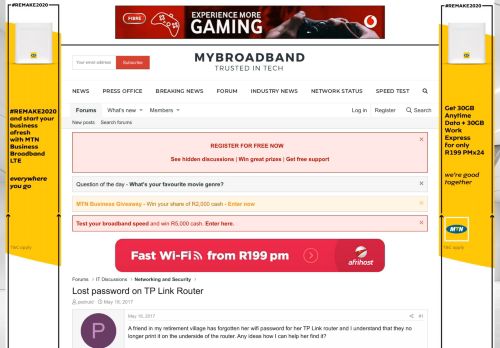 
                            11. Lost password on TP Link Router | MyBroadband