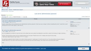 
                            1. Lost server administration password - FileZilla Forums