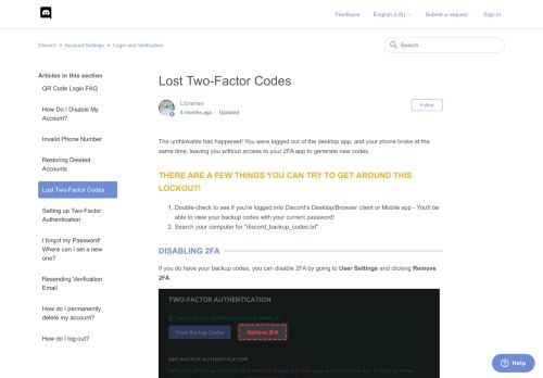 
                            1. Lost Two-Factor Codes – Discord