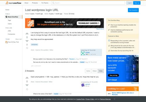 
                            2. Lost wordpress login URL - Stack Overflow