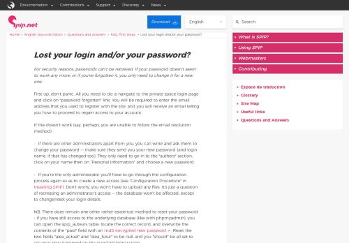 
                            8. Lost your login and/or your password? - SPIP