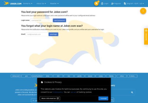 
                            13. Lost your password? - Joker.com