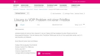 
                            7. Lösung zu VOIP Problem mit einer FritzBox - Telekom hilft Community