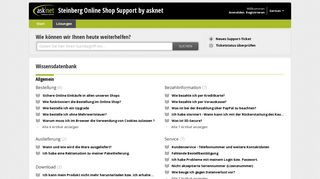 
                            6. Lösungen : Steinberg Online Shop Support by asknet