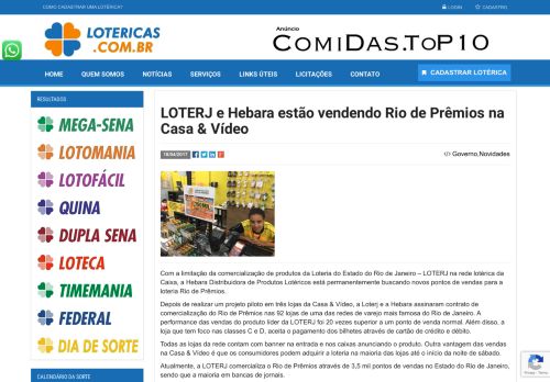 
                            12. LOTERJ e Hebara estão vendendo Rio de Prêmios na Casa & Vídeo ...