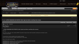 
                            10. LOTRO CRASHING ON STARTUP (after login but before reaching char ...