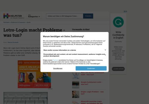 
                            2. Lotro-Login macht Probleme - was tun? - Helpster.de