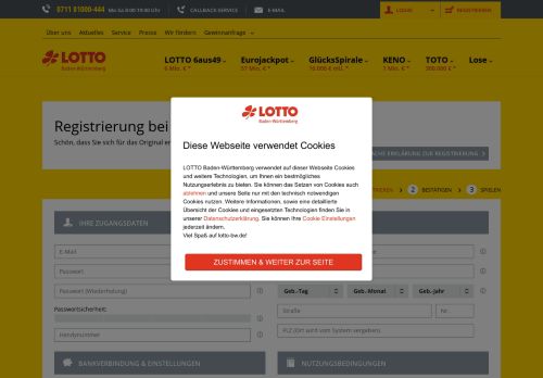 
                            8. LOTTO Baden-Württemberg - Formular Registrierung