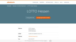 
                            12. LOTTO Hessen Kündigungsadresse und Kontaktdaten - Aboalarm