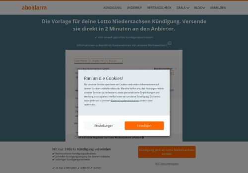 
                            7. Lotto Niedersachsen direkt online kündigen - Aboalarm