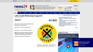 
                            11. Lotto results Wednesday August 03 | News24