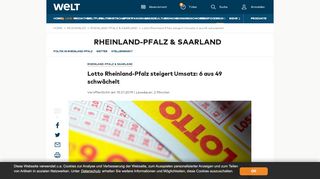 
                            10. Lotto Rheinland-Pfalz steigert Umsatz: 6 aus 49 schwächelt - WELT