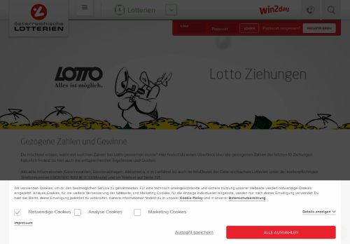 
                            10. Lotto Ziehungen auf win2day - die Spieleseite der Österreichischen ...