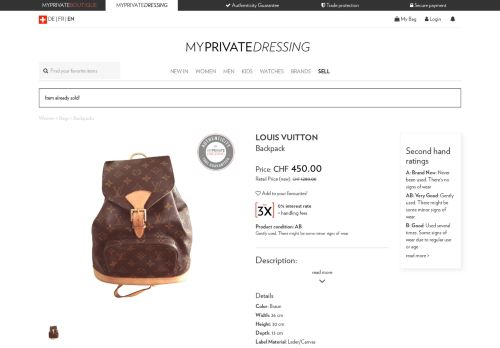 
                            12. Louis Vuitton - Backpack : MyPrivateDressing. Buy and sell vintage ...