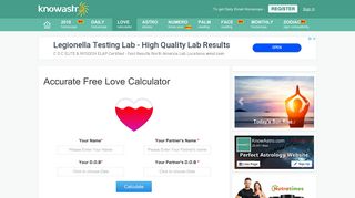 
                            11. love calculator - free Accurate Love Calculator by knowastro.com