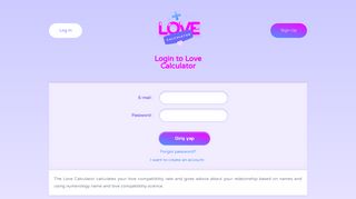 
                            7. Love Calculator Login Page