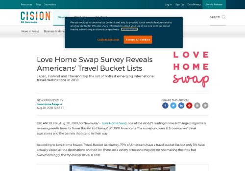 
                            11. Love Home Swap Survey Reveals Americans' Travel Bucket Lists