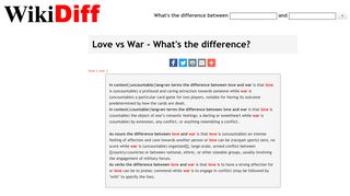 
                            3. Love vs War - What's the difference? | WikiDiff