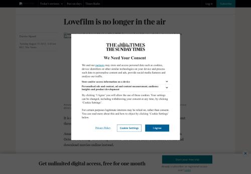 
                            3. Lovefilm is no longer in the air | The Times